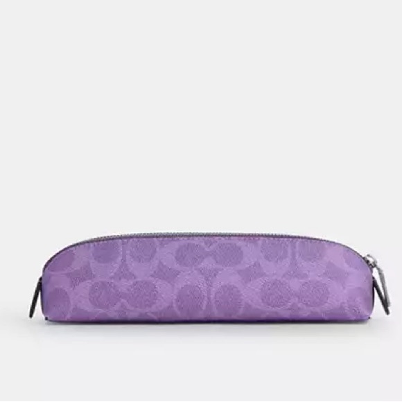 Coach! Pencil Case In Signature Canvas 💜💜 COLOR: SILVER/IRIS - Picture 1 of 6
